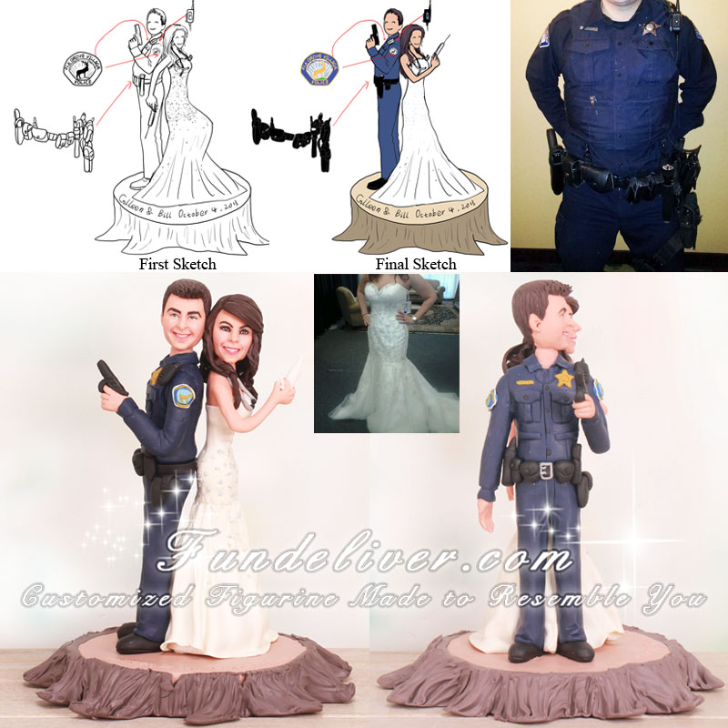 Back to Back Police and Nurse Wedding Cake Toppers